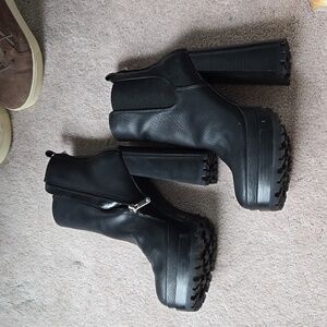 Black Leather JLO Booties (Never Worn)